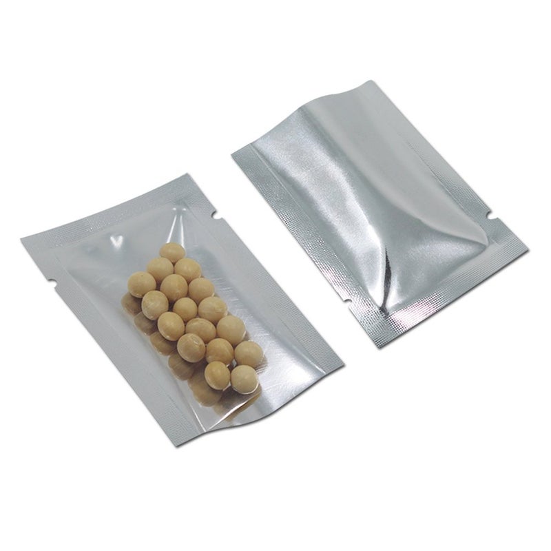 MITOB Silver Aluminum Foil Pouch Heat Seal Front Window Plastic Mini Open Top Flat Vacuum Packaging Mylar Bag Food Small Sample Mylar Storage with Tear Notch (200, 6x9cm(2.3x3.5 inch)) - Image 2